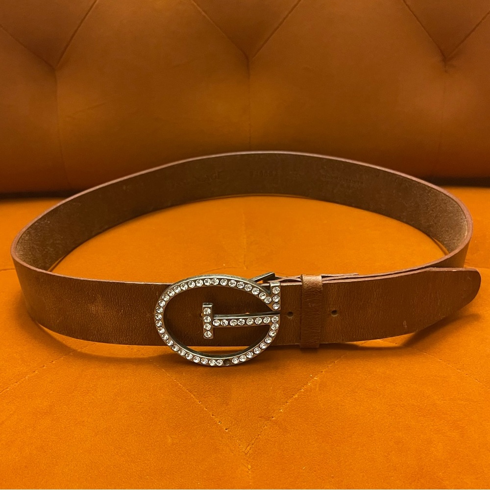 Guess Vintage Genuine Leather Belt, Brown Leather Belt, Size Medium
